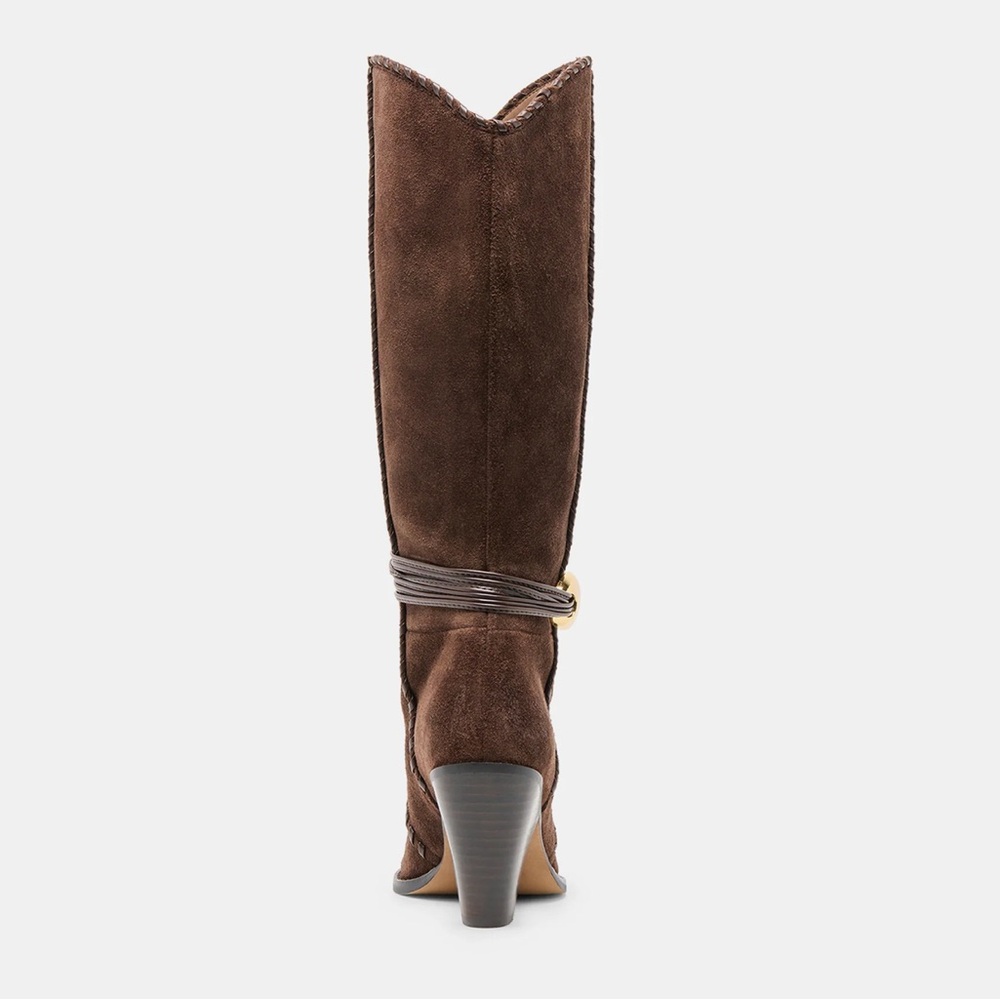 Dolce Vita Jody Boots Dk Brown Suede Heeled Boots 7.5 festival - Picture 6 of 10
